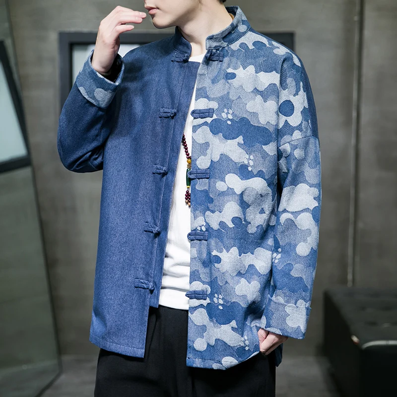 Loose Fit Youthful Spring Autumn Denim Jaet Men's Faion Retro Chinese Tang Costume Sle Outerwear Single Button Long Sve
Loose Fit Youthful Spring Autumn Denim Jaet Men's Faion Retro Chinese Tang Costume Sle Outerwear Single Button Long Sve