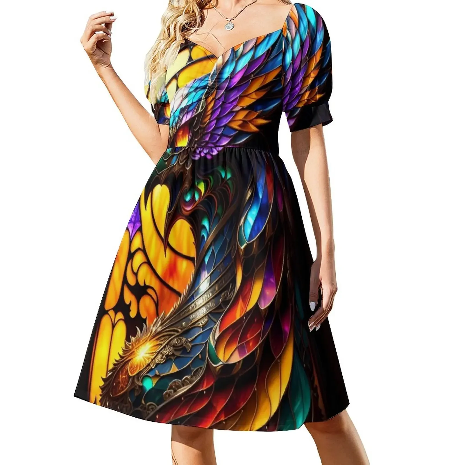 Stained glass Griffin Short-Sleeved Dress festival outfit women loose summer dress Dress vintage
Stained glass Griffin Short-Sleeved Dress festival outfit women loose summer dress Dress vintage