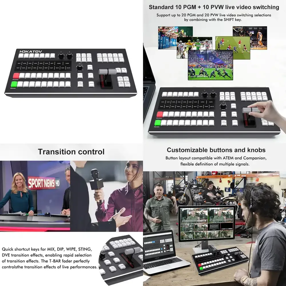 KD50B Broadcast-Grade BMD ATEM Companion Control Panel with LCD & Buttons for Church Recording &Radio and Television
KD50B Broadcast-Grade BMD ATEM Companion Control Panel with LCD & Buttons for Church Recording &Radio and Television