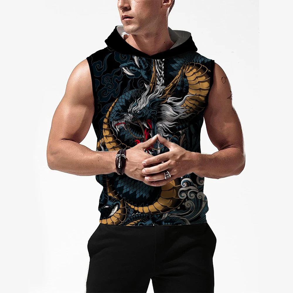 New 3D Printed Dragon Pattern Digital Printing Quick Drying Loose Hooded Vest For Men Outdoor Sports Hiking Jogging Casual Tank
New 3D Printed Dragon Pattern Digital Printing Quick Drying Loose Hooded Vest For Men Outdoor Sports Hiking Jogging Casual Tank