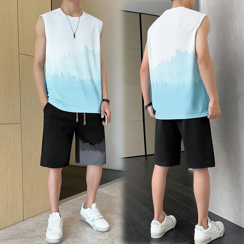 Мужской летний быстросохнущий комплект для баскетбола: тонкая модная градиентная футболка и шорты из полиэстера, молодежная повседневная спортивная одежда
Мужской летний быстросохнущий комплект для баскетбола: тонкая модная градиентная футболка и шорты из полиэстера, молодежная повседневная спортивная одежда