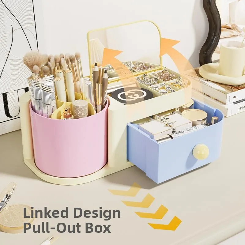 Dopamine Desktop Cosmetic Storage Box Drawer Style Jewelry Box Makeup Organizer Vanity Desk Accessory Plastic Material
Dopamine Desktop Cosmetic Storage Box Drawer Style Jewelry Box Makeup Organizer Vanity Desk Accessory Plastic Material