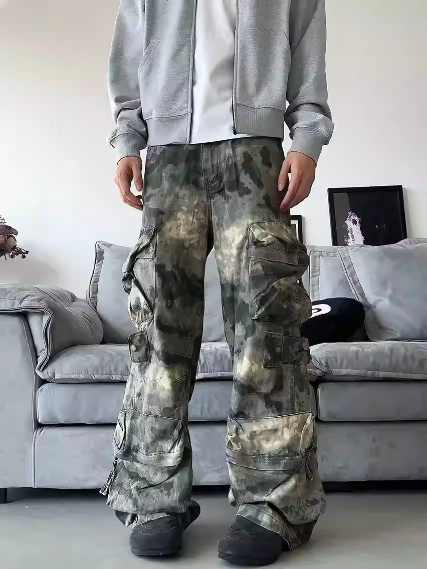 American Street Style Vintage Camouflage Work Pants Men's Loose Straight Leg Wide Leg Casual Trousers Multiple Pockets
American Street Style Vintage Camouflage Work Pants Men's Loose Straight Leg Wide Leg Casual Trousers Multiple Pockets
