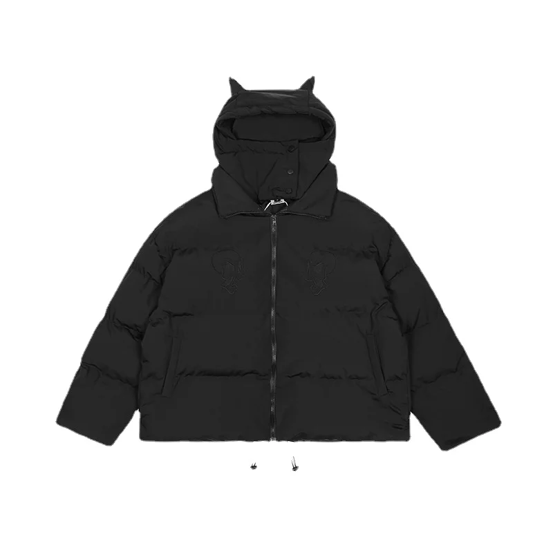 Winter 2022 New Hip Hop Streetwear Parka Harajuku Style Skull Embroidered Hooded Cotton Padded Little Devil Padded Jacket
Winter 2022 New Hip Hop Streetwear Parka Harajuku Style Skull Embroidered Hooded Cotton Padded Little Devil Padded Jacket