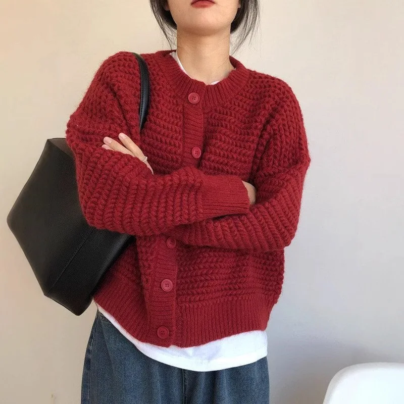 Korean Style Cardigan Sweater Knitted Pullover Women's Thicken Spring Autumn Winter Shorty Girl's Knitwear Loose Outerwear Tops
Korean Style Cardigan Sweater Knitted Pullover Women's Thicken Spring Autumn Winter Shorty Girl's Knitwear Loose Outerwear Tops
