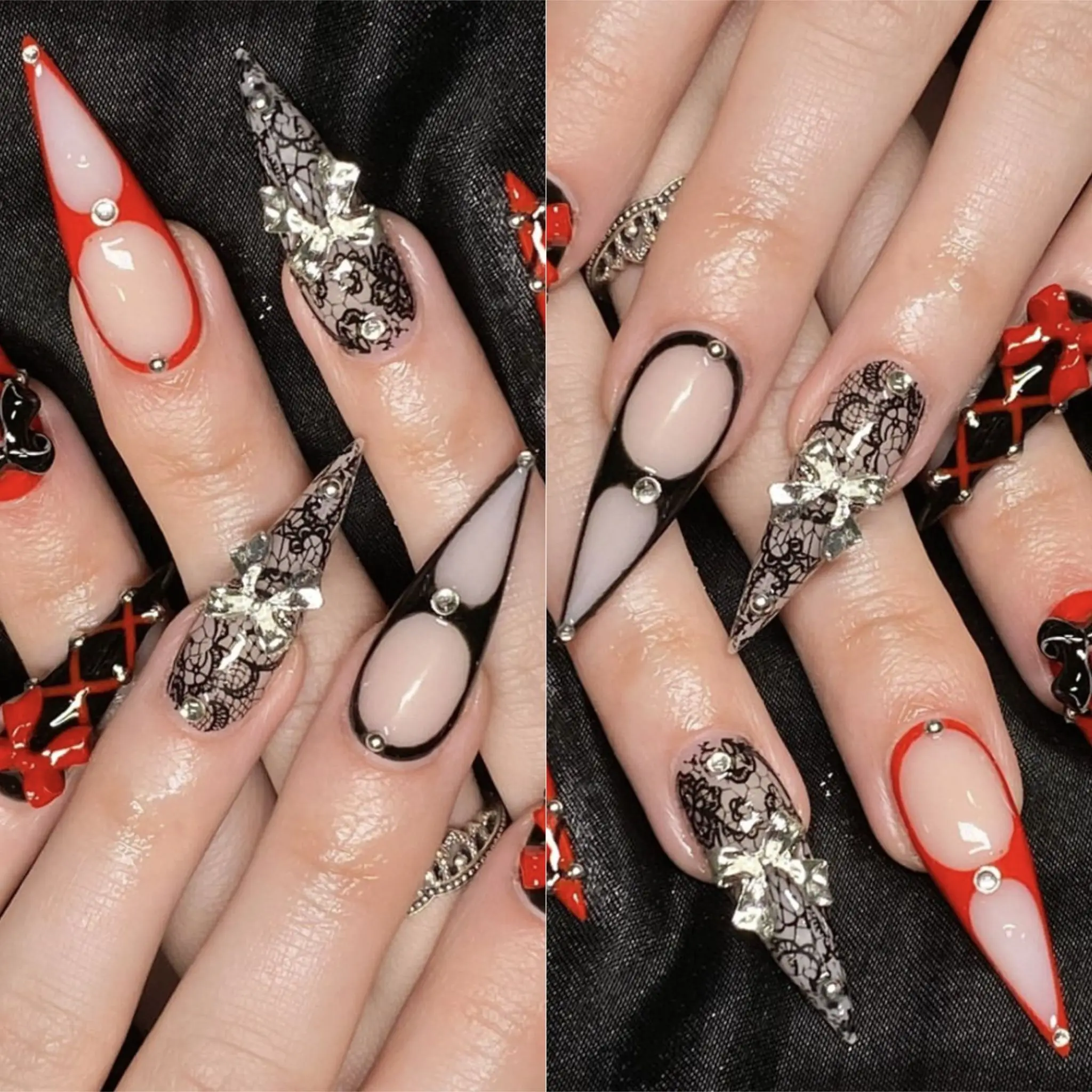 24pcs Sweet Cool Fake Nails Black Red Gradient False Nails Dark Halo Wave Artificial Nails Wearable Long Stiletto Nai For girl
24pcs Sweet Cool Fake Nails Black Red Gradient False Nails Dark Halo Wave Artificial Nails Wearable Long Stiletto Nai For girl