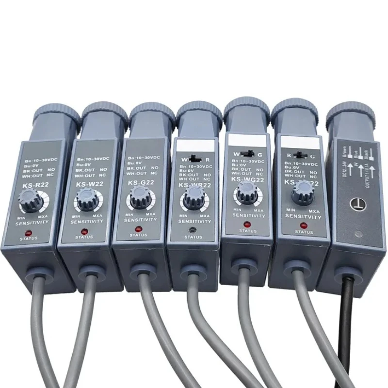 Датчик цветового кода KS-W22-R22-RG22-W22T-WG22 10-30 В, фотоэлектрический переключатель обнаружения, цветовая метка, автоматическое распознавание цвета
Датчик цветового кода KS-W22-R22-RG22-W22T-WG22 10-30 В, фотоэлектрический переключатель обнаружения, цветовая метка, автоматическое распознавание цвета