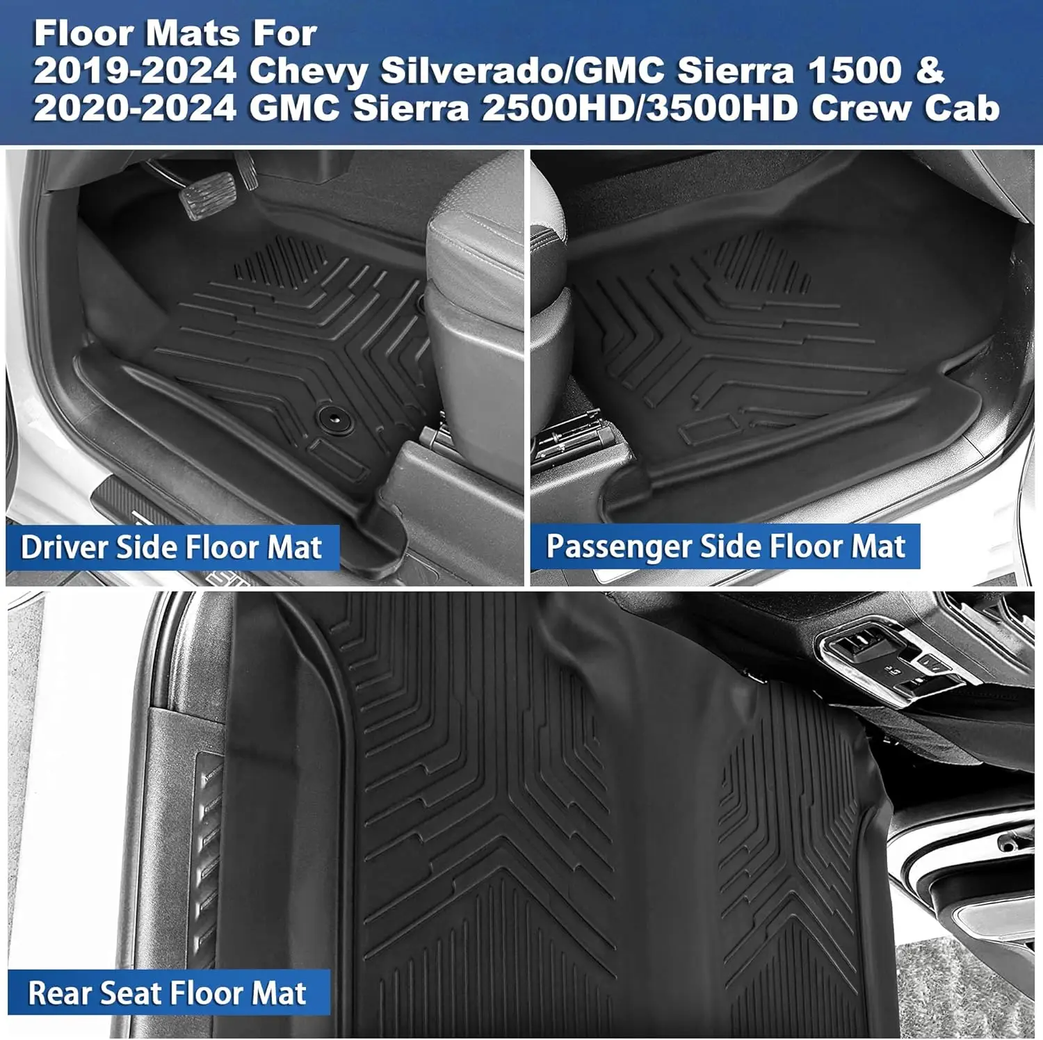 Floor Mats Cargo Liner for Chevrolet 1500 2019-2024 2025, Chevy Silverado/GMC Sierra 2500HD/3500HD Crew Cab 2020-2024 2025
Floor Mats Cargo Liner for Chevrolet 1500 2019-2024 2025, Chevy Silverado/GMC Sierra 2500HD/3500HD Crew Cab 2020-2024 2025