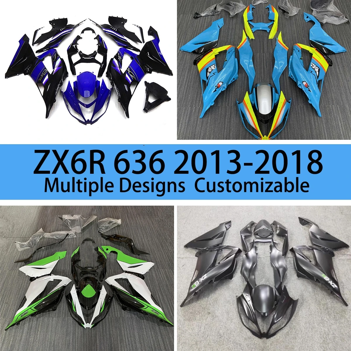 ZX-6R 2013 2014 2015 2016 2017 2018 Fairing Body Kit for KAWASAKI 636 ZX6R 13-18 Motorcycle Fairings Bodywork Panel Set Fit
ZX-6R 2013 2014 2015 2016 2017 2018 Fairing Body Kit for KAWASAKI 636 ZX6R 13-18 Motorcycle Fairings Bodywork Panel Set Fit