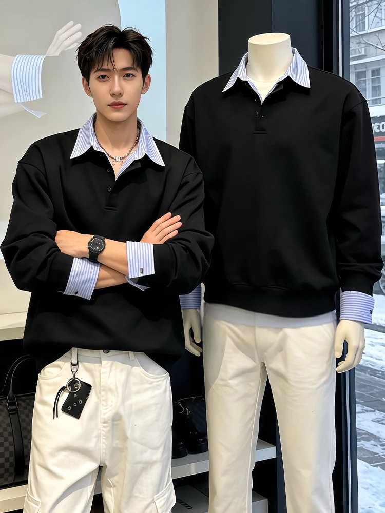 Men's Long Sve Henry Collar irt Striped Patchwork Fake Two-Piece Inner Wear Base irt American Sle Casual Wear
Men's Long Sve Henry Collar irt Striped Patchwork Fake Two-Piece Inner Wear Base irt American Sle Casual Wear