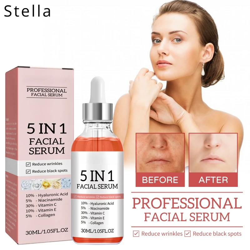5-in-1 Anti-Aging Serum with Vitamin E Hyaluronic Acid Collagen Niacinamide Facial Moisturizing Tighten Skin Even Complexion
5-in-1 Anti-Aging Serum with Vitamin E Hyaluronic Acid Collagen Niacinamide Facial Moisturizing Tighten Skin Even Complexion