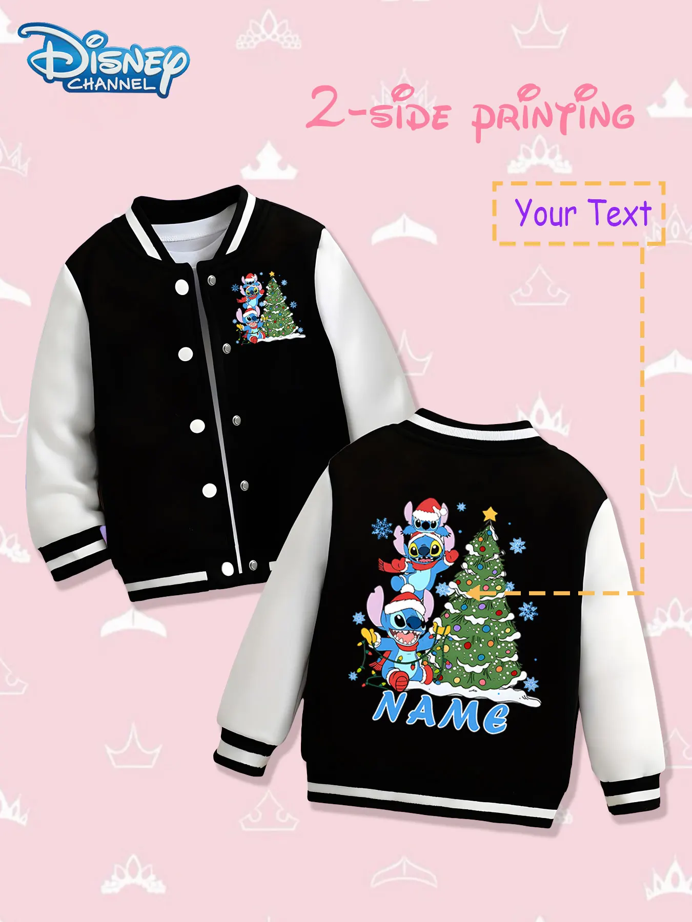MINISO Disney Stitch Christmas Tree Girls Baseball Jacket - Double-sided Christmas theme print, warm and festive in autumn and w
MINISO Disney Stitch Christmas Tree Girls Baseball Jacket - Double-sided Christmas theme print, warm and festive in autumn and w