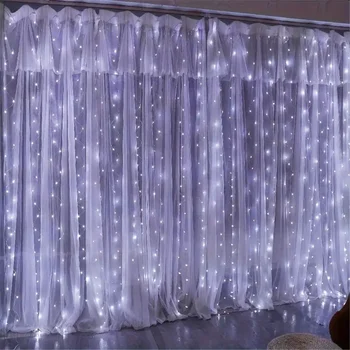 8 Modes Curtain Light String – 200 Led USB Fairy Lights with Remote for Special Occasions (White)