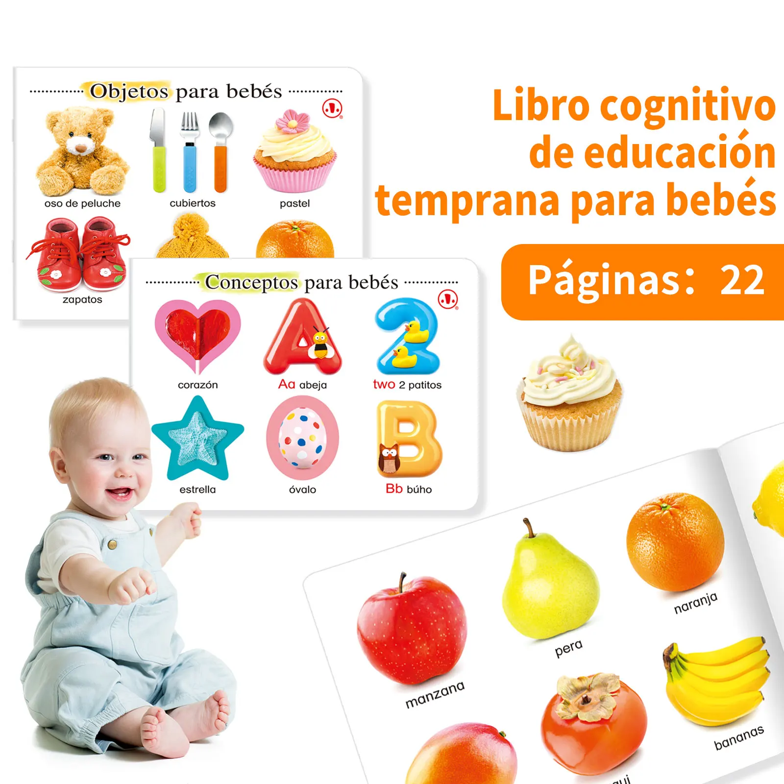 Spanish Baby Early Learning Cognitive Book With 22 Pages Rounded Corners And Eco-Friendly Ink For Toddlers To Learn Objects ect
Spanish Baby Early Learning Cognitive Book With 22 Pages Rounded Corners And Eco-Friendly Ink For Toddlers To Learn Objects ect