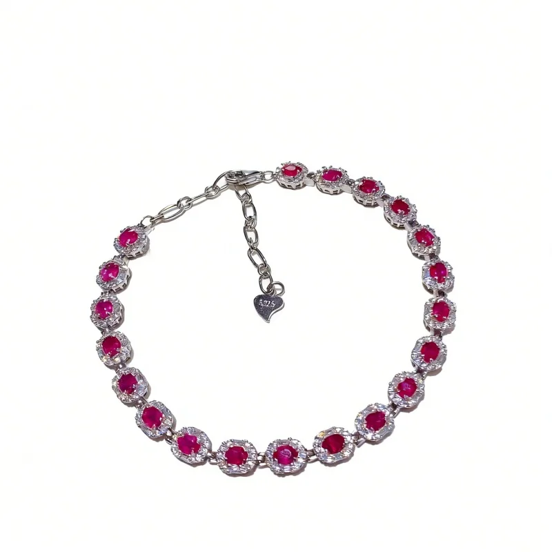S925 Sterling Silver Natural Ruby Tennis Bracelet 3x4mm Oval Cut Halo Zircon Women's Fine Jewelry
S925 Sterling Silver Natural Ruby Tennis Bracelet 3x4mm Oval Cut Halo Zircon Women's Fine Jewelry