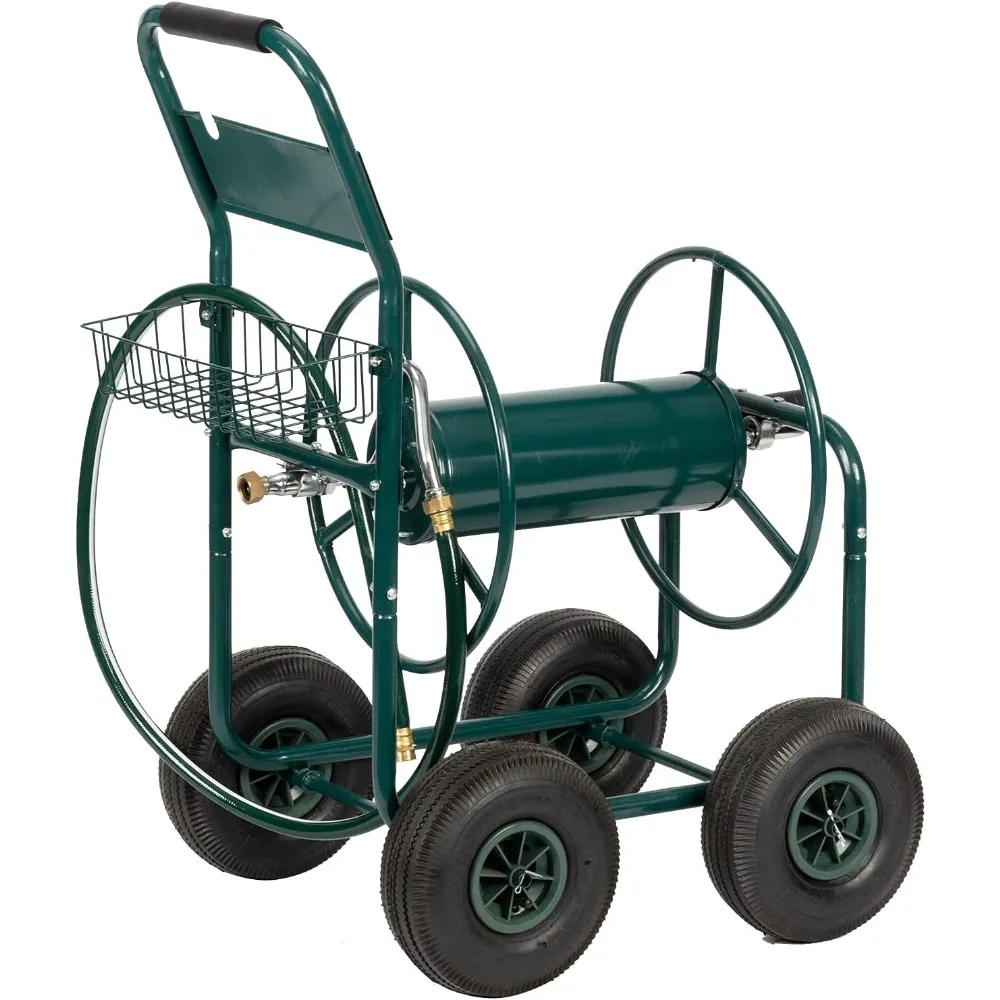 4-Wheel Garden Hose Reel Cart with Storage Basket, Portable Residential Hose Reel Cart, Lawn Watering, for Garden Backyard
4-Wheel Garden Hose Reel Cart with Storage Basket, Portable Residential Hose Reel Cart, Lawn Watering, for Garden Backyard