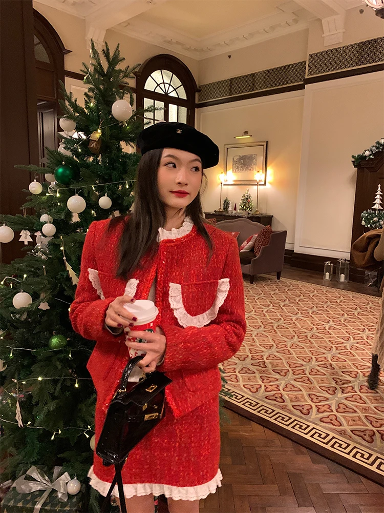 Модный увеличивающий комплект небольшого размера, красное шерстяное пальто, юбка, женское зимнее теплое пальто, повседневное пальто для свиданий
Модный увеличивающий комплект небольшого размера, красное шерстяное пальто, юбка, женское зимнее теплое пальто, повседневное пальто для свиданий