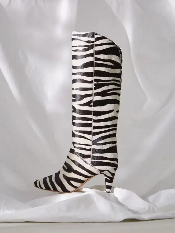 Zebra and Leopard Print Decorative V Collar High Block Heels Knee High Boots Multicolored Pointed Toe Slip-on Women Shoes Autumn
Zebra and Leopard Print Decorative V Collar High Block Heels Knee High Boots Multicolored Pointed Toe Slip-on Women Shoes Autumn
