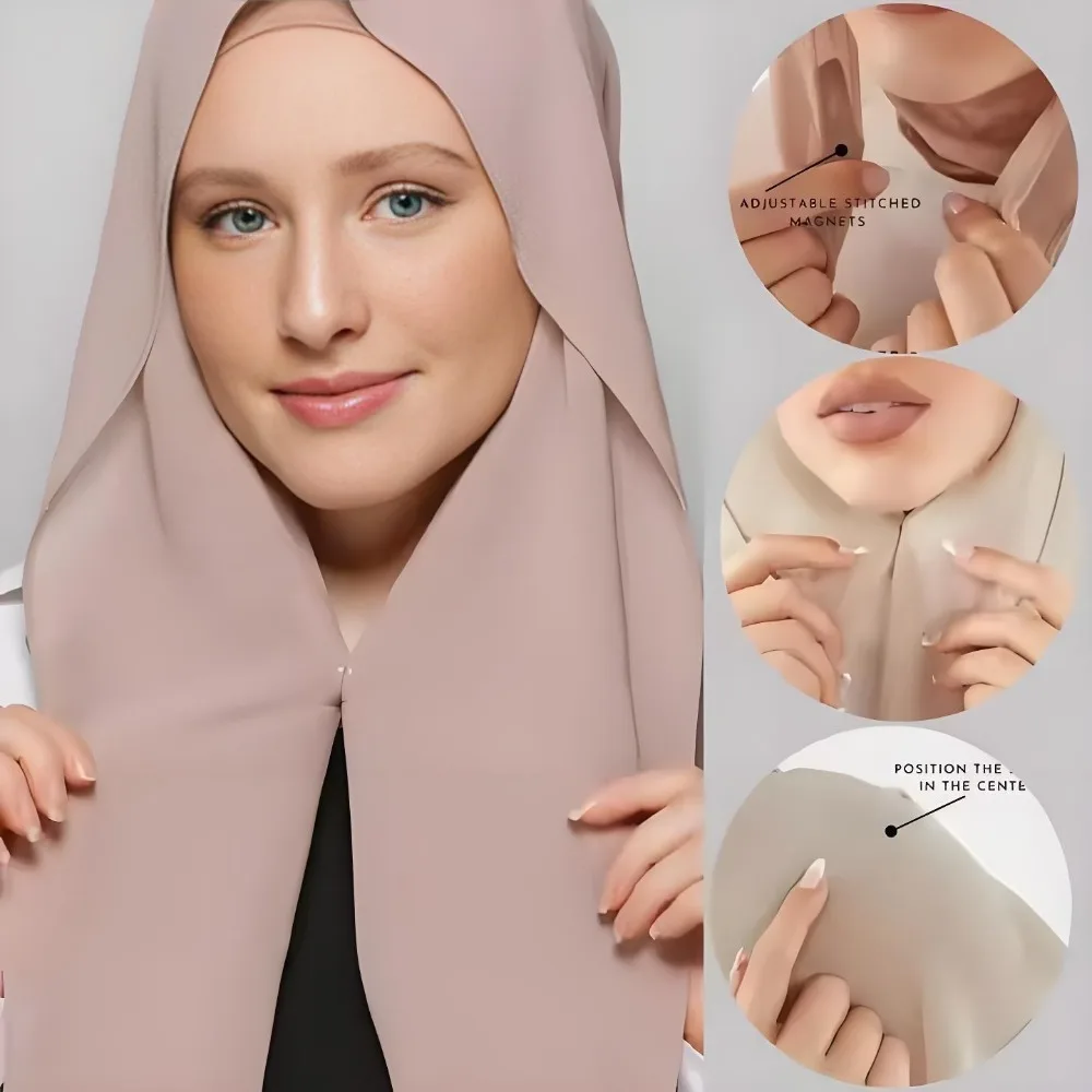 Solid Color Chiffon Hijab with Magnetic Buckle Easy To Wear Comfortable Islamic Turban Breathable Woman Muslim Hijab Scarf
Solid Color Chiffon Hijab with Magnetic Buckle Easy To Wear Comfortable Islamic Turban Breathable Woman Muslim Hijab Scarf