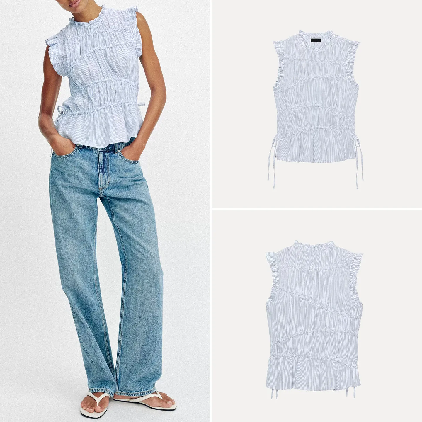 Women's Summer 2026 Casual Style No-Sleeve Elastic round Neck Striped Top with Belt Casual Fashion 100% Other Material
Women's Summer 2026 Casual Style No-Sleeve Elastic round Neck Striped Top with Belt Casual Fashion 100% Other Material