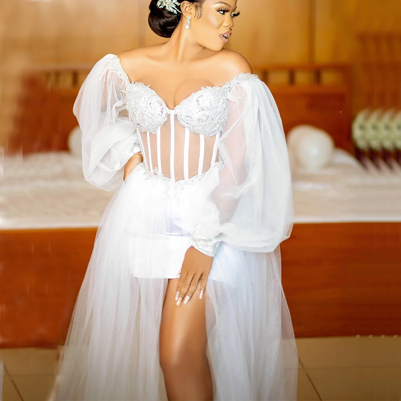 2023 Romantic White Wedding Dress Bridal Gowns Off The Shoulder Long Sleeve Side Split Sweep Train Beaded Tulle Vestido De Novia
2023 Romantic White Wedding Dress Bridal Gowns Off The Shoulder Long Sleeve Side Split Sweep Train Beaded Tulle Vestido De Novia