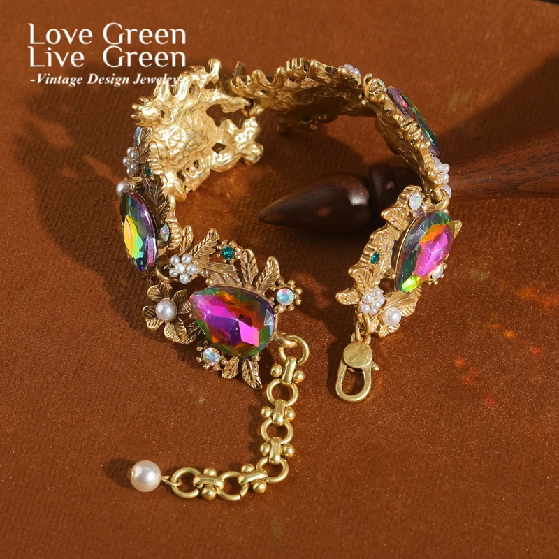 Vintage Ab Crystal Water Drop Flower Charm Bracelet Gold Color Leaf Jewelry Pearl Luxury High Quality New For Women Gifts Party
Vintage Ab Crystal Water Drop Flower Charm Bracelet Gold Color Leaf Jewelry Pearl Luxury High Quality New For Women Gifts Party
