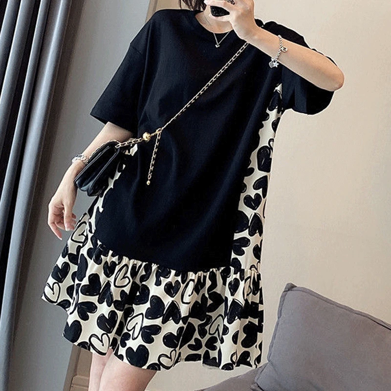 Solid Color Thin Summer Casual Loose Dresses Korean Simplicity O-neck Short Sleeve Fashion Pleated Patchwork Women's Clothing
Solid Color Thin Summer Casual Loose Dresses Korean Simplicity O-neck Short Sleeve Fashion Pleated Patchwork Women's Clothing