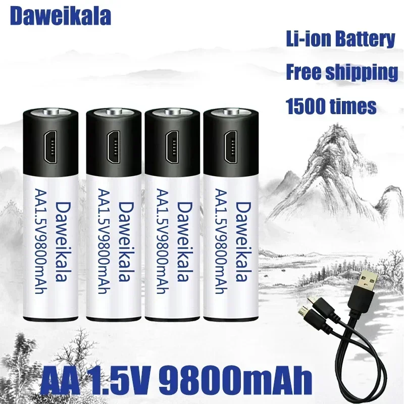 Daweikala 2024 AA1.5V9800 mWh USB rechargeable li-ion battery for remote control mouse small fan Electric toy battery + Cable
Daweikala 2024 AA1.5V9800 mWh USB rechargeable li-ion battery for remote control mouse small fan Electric toy battery + Cable