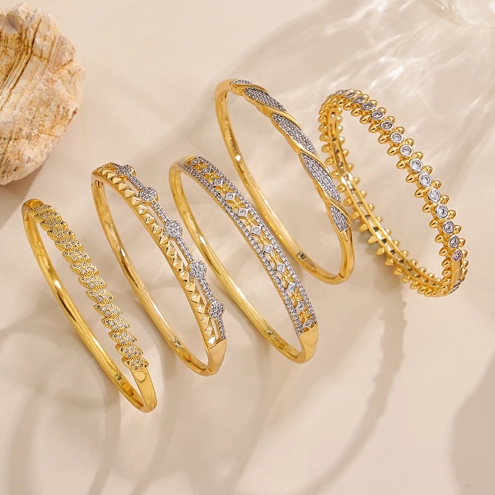 DODOHAO Exquisite Zircon Gold Plated Round Bangle Bracelet for Women Multilayer Stacked Geometric Irregular Spring Open Bangle
DODOHAO Exquisite Zircon Gold Plated Round Bangle Bracelet for Women Multilayer Stacked Geometric Irregular Spring Open Bangle