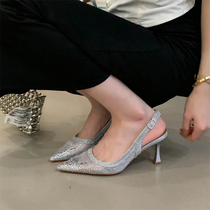 Aneikeh Elegant Fashion Shining Rhinestone Slingback Pumps Mesh Pointed Toe High Heels Party Shoe Ladies Stiletto Heeled Sandals
Aneikeh Elegant Fashion Shining Rhinestone Slingback Pumps Mesh Pointed Toe High Heels Party Shoe Ladies Stiletto Heeled Sandals