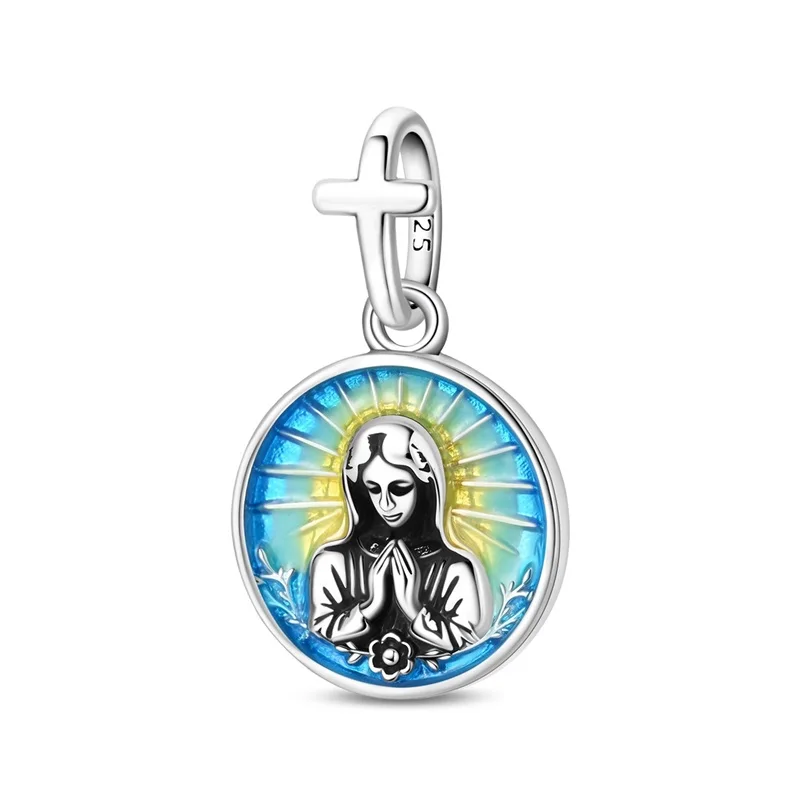 925 Sterling Silver Blue Madonna Charms Beads Sparkling CZ Zircon Dangle Fit 3mm Original DIY Women Birthday Jewelry Gifts
925 Sterling Silver Blue Madonna Charms Beads Sparkling CZ Zircon Dangle Fit 3mm Original DIY Women Birthday Jewelry Gifts