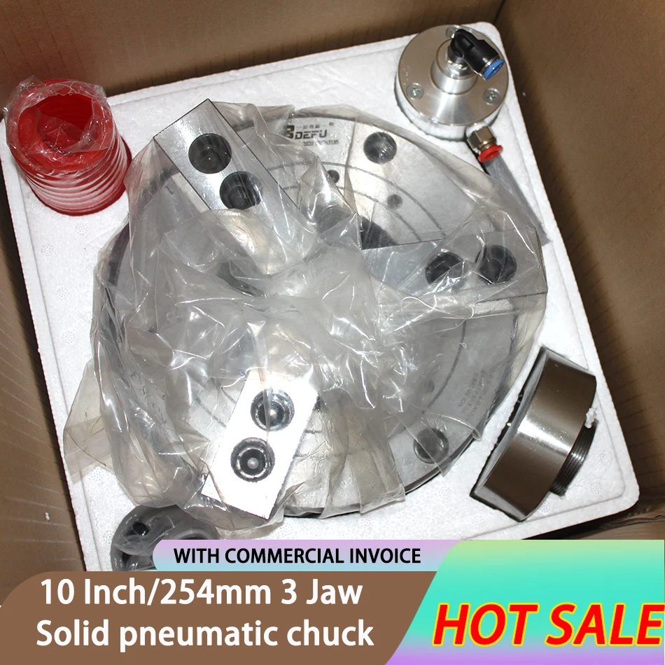 10 Inch Solid Pneumatic Chuck 3 jaw KS10-3 254mm Air Power chuck For CNC Lathe Machine Tool Rotatiqng Fixture Complete Set
10 Inch Solid Pneumatic Chuck 3 jaw KS10-3 254mm Air Power chuck For CNC Lathe Machine Tool Rotatiqng Fixture Complete Set