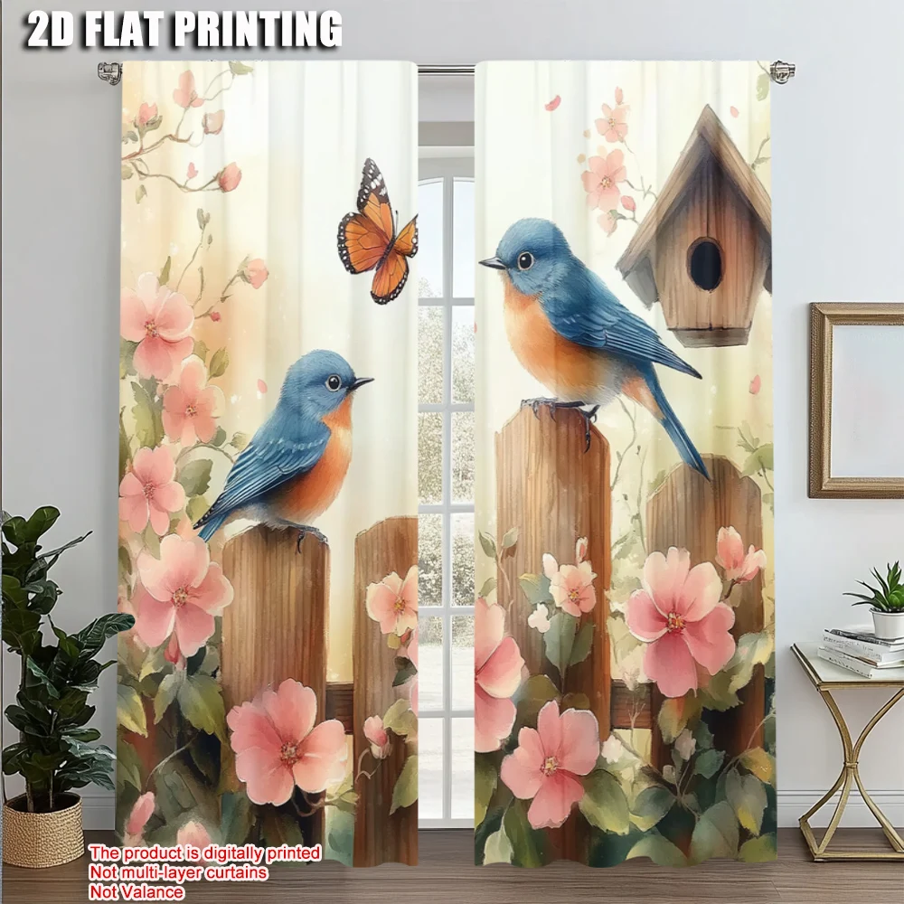 2pcs, Creative Curtains 2D print Blue Orange Birds with Pink White Flowers Machine Washable (without rod) Gifts Use for Bedroom,
2pcs, Creative Curtains 2D print Blue Orange Birds with Pink White Flowers Machine Washable (without rod) Gifts Use for Bedroom,