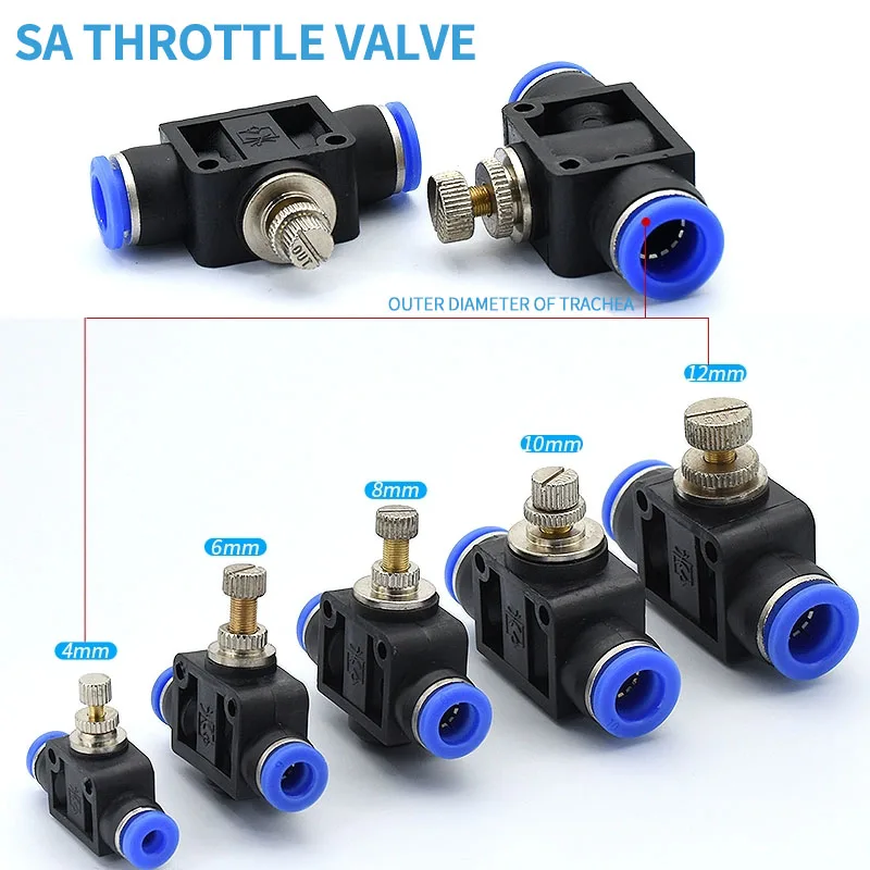 Air Flow Speed Control Valve Tube Water Hose Pneumatic Push In Fittings Throttle Valve SA 4-12mm
Air Flow Speed Control Valve Tube Water Hose Pneumatic Push In Fittings Throttle Valve SA 4-12mm