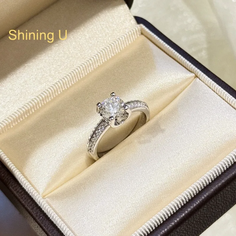 Shining U S925 Silver Round High Carbon Diamond 1CT Ring for Women Fine Jewelry Engagement
Shining U S925 Silver Round High Carbon Diamond 1CT Ring for Women Fine Jewelry Engagement