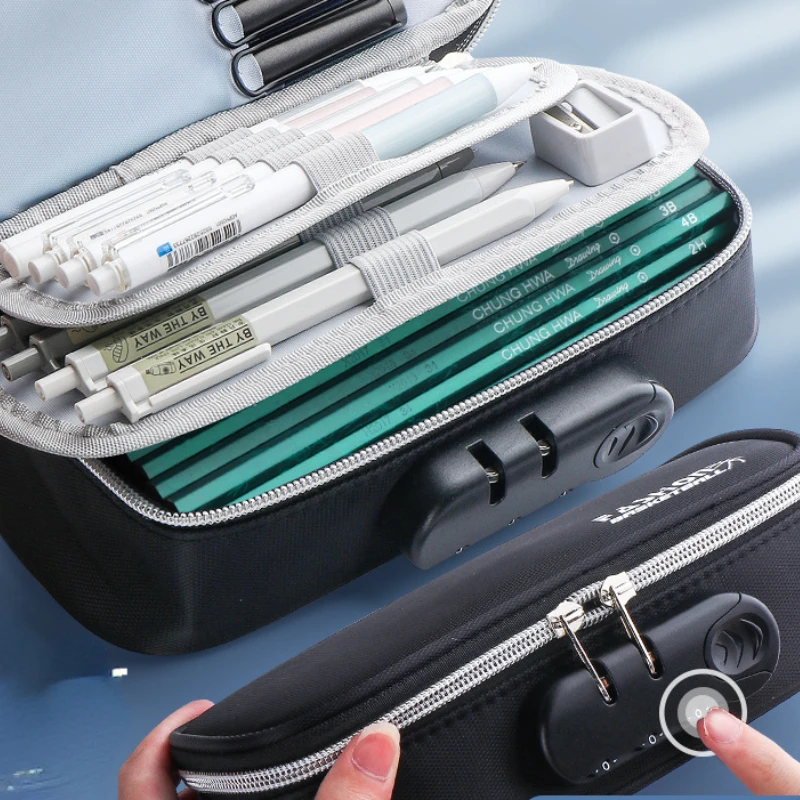 Portable Password lock pencil case Boy Canvas Pencil bag large capacity pencil cases Student stationery bag kids pen case gifts
Portable Password lock pencil case Boy Canvas Pencil bag large capacity pencil cases Student stationery bag kids pen case gifts