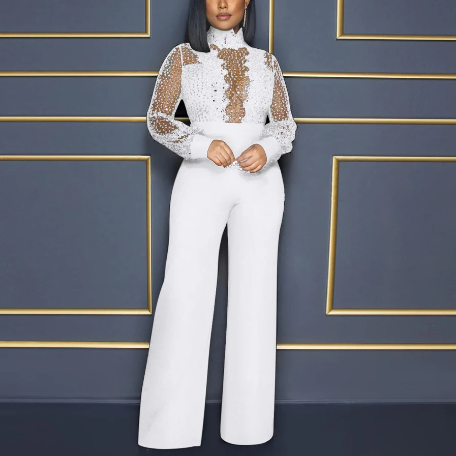 Elegant White Jumpsuits & Rompers for Women Full Sleeve Lace High Waisted Fashion Luxury Birthday Party Dinner Overalls Clothes
Elegant White Jumpsuits & Rompers for Women Full Sleeve Lace High Waisted Fashion Luxury Birthday Party Dinner Overalls Clothes
