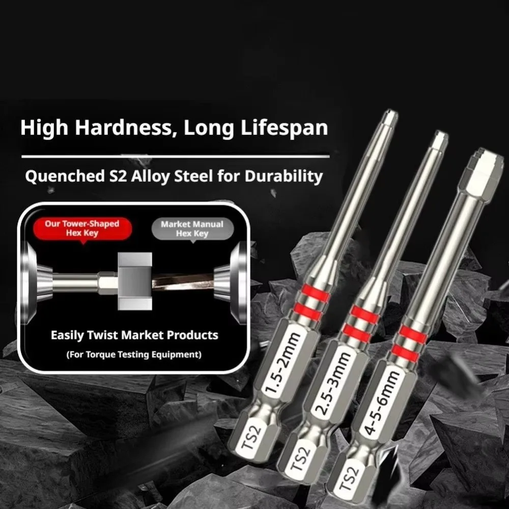 1pc 65/100mm Electric Screwdriver Bits Magnetic Hex Shank S2 Alloy Steel Driver Bit Pagoda-Shaped Design Multiple Sizes Hex Bit
1pc 65/100mm Electric Screwdriver Bits Magnetic Hex Shank S2 Alloy Steel Driver Bit Pagoda-Shaped Design Multiple Sizes Hex Bit