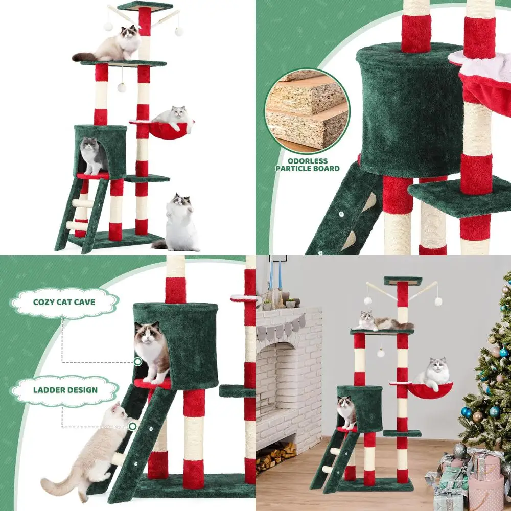 54 Indoor Cat Tree, Strong Multi-Level Tower for Cats Over 20 lbs, with Scratching Posts, Ladder, Condo, Perch, and Toy
54 Indoor Cat Tree, Strong Multi-Level Tower for Cats Over 20 lbs, with Scratching Posts, Ladder, Condo, Perch, and Toy