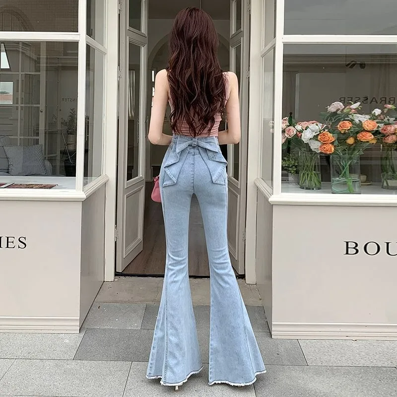UNITIM Spring Summer Female Bootcut Jeans Fashion Bow Solid Color Women Denim Pant Slim High Waist Versatile Lady Trousers
UNITIM Spring Summer Female Bootcut Jeans Fashion Bow Solid Color Women Denim Pant Slim High Waist Versatile Lady Trousers