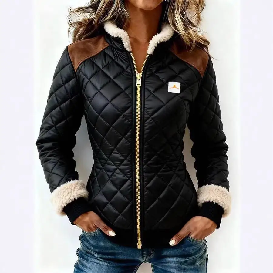 New 2025 Women's Independent Station Quilted Cotton Jacket Zipper Color Block Outerwear Fashionable Winter Coat for Ladies
New 2025 Women's Independent Station Quilted Cotton Jacket Zipper Color Block Outerwear Fashionable Winter Coat for Ladies