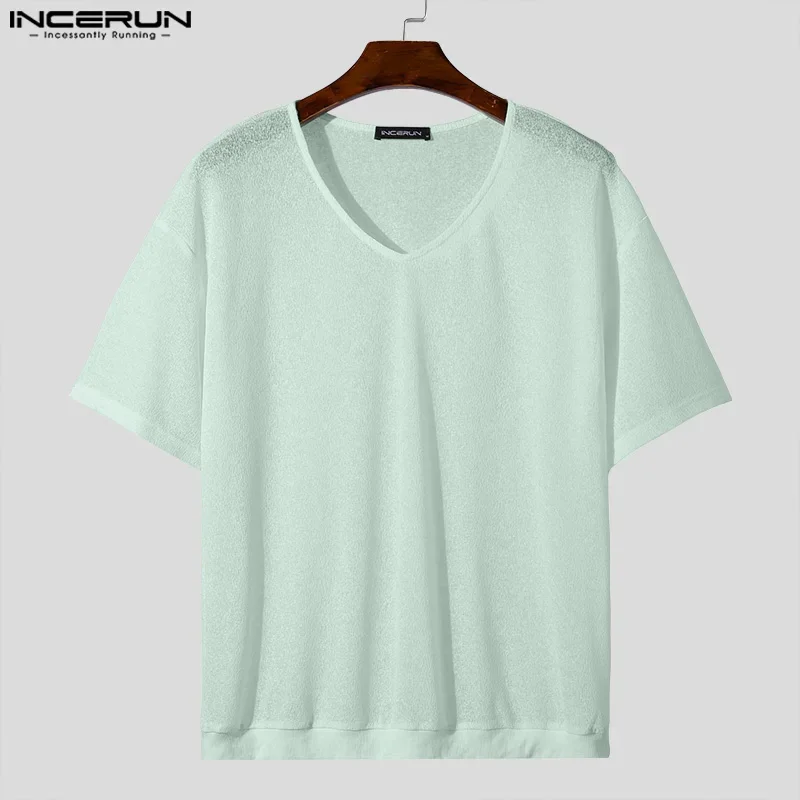 INCERUN Men T Shirt Solid Color V Neck Short Sleeve Knitted Transparent Summer Men Clothing Streetwear 2025 Casual Camisetas
INCERUN Men T Shirt Solid Color V Neck Short Sleeve Knitted Transparent Summer Men Clothing Streetwear 2025 Casual Camisetas