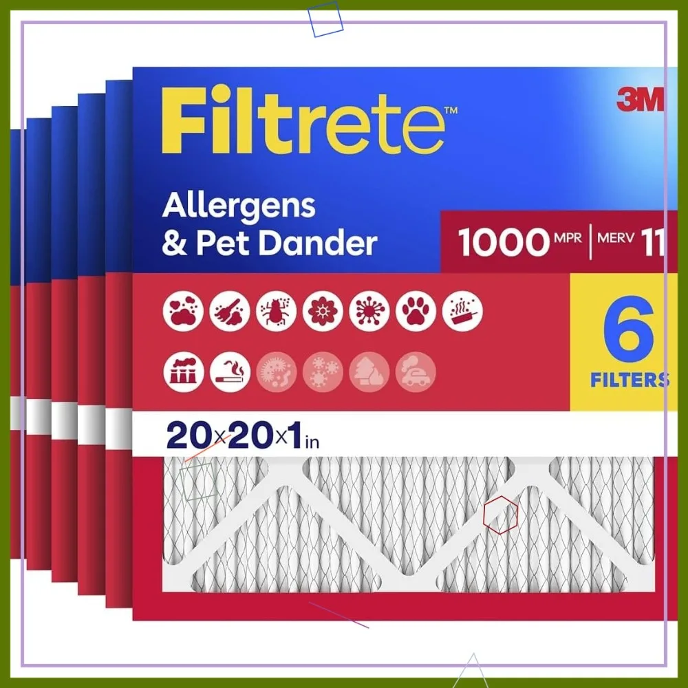 20x20x1 MERV 11 Pleated AC Furnace Air Filter, 6 Pack, Actual Size 19.69x19.69x0.81 in
20x20x1 MERV 11 Pleated AC Furnace Air Filter, 6 Pack, Actual Size 19.69x19.69x0.81 in