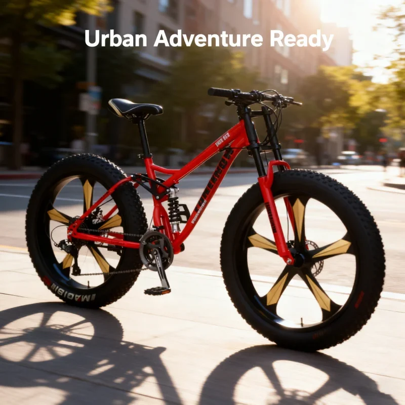 Red Five-Blade Off-Road Mountain Bike with Variable Speed Transmission Extra Wide 4.0 Tire Shock Absorption for Beach Snow Adult
Red Five-Blade Off-Road Mountain Bike with Variable Speed Transmission Extra Wide 4.0 Tire Shock Absorption for Beach Snow Adult