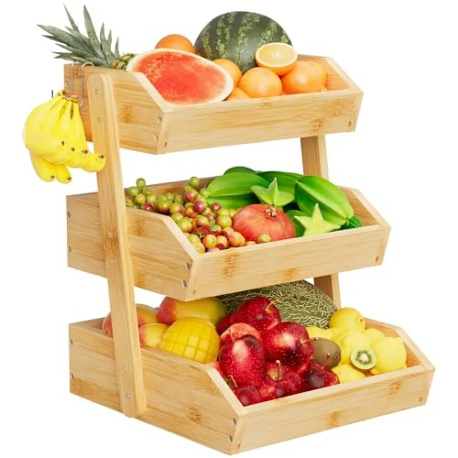 Bamboo 3 Tier Fruit Basket For Counter Large Capacity Fruit Storage Countertop Fruit Holder Wooden Pantry Organizers and Storag
Bamboo 3 Tier Fruit Basket For Counter Large Capacity Fruit Storage Countertop Fruit Holder Wooden Pantry Organizers and Storag