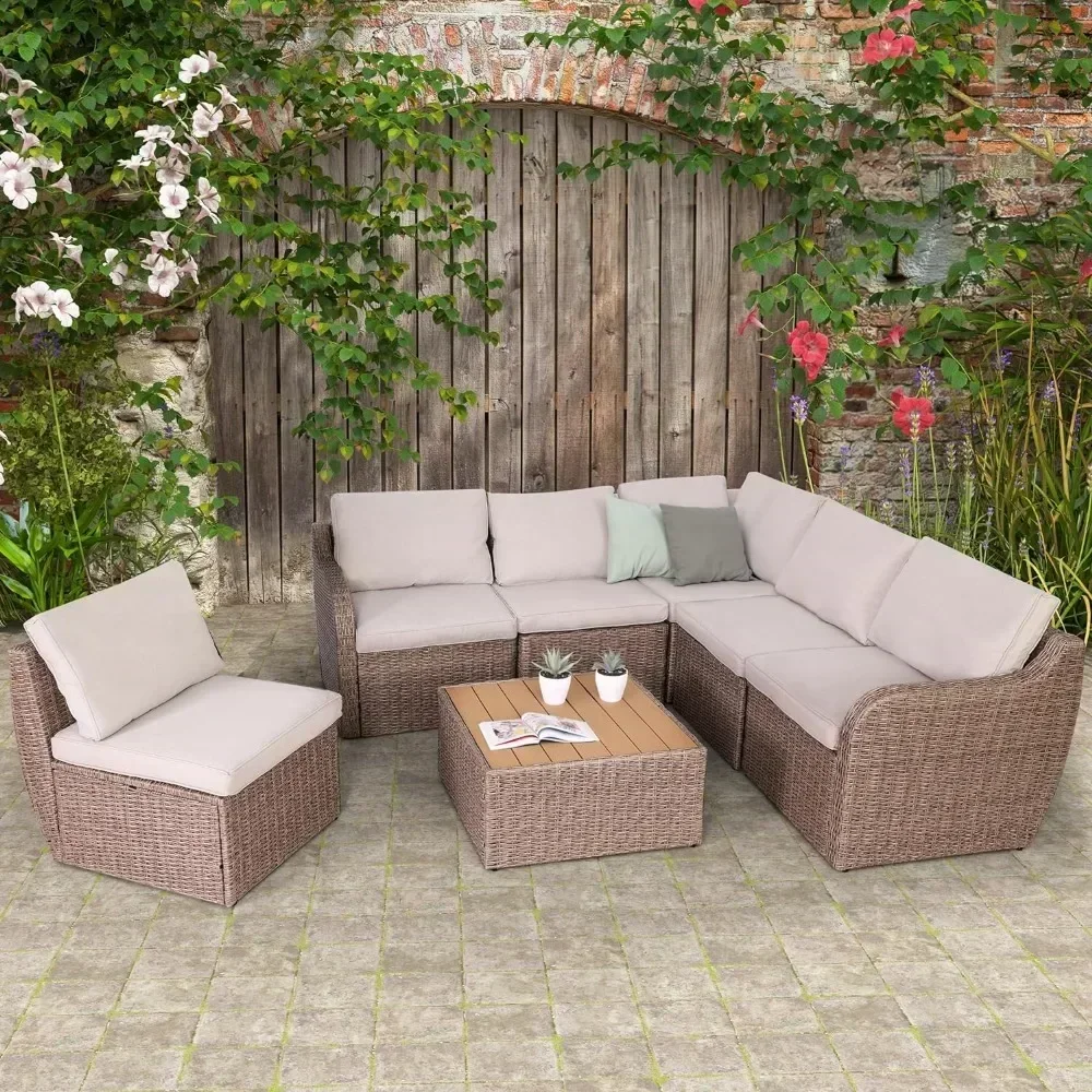 For Garden Sofas, Outdoor Conversation Set with Waterproof Cushion and Coffee Table for Garden, Backyard Khaki Garden Sofas
For Garden Sofas, Outdoor Conversation Set with Waterproof Cushion and Coffee Table for Garden, Backyard Khaki Garden Sofas