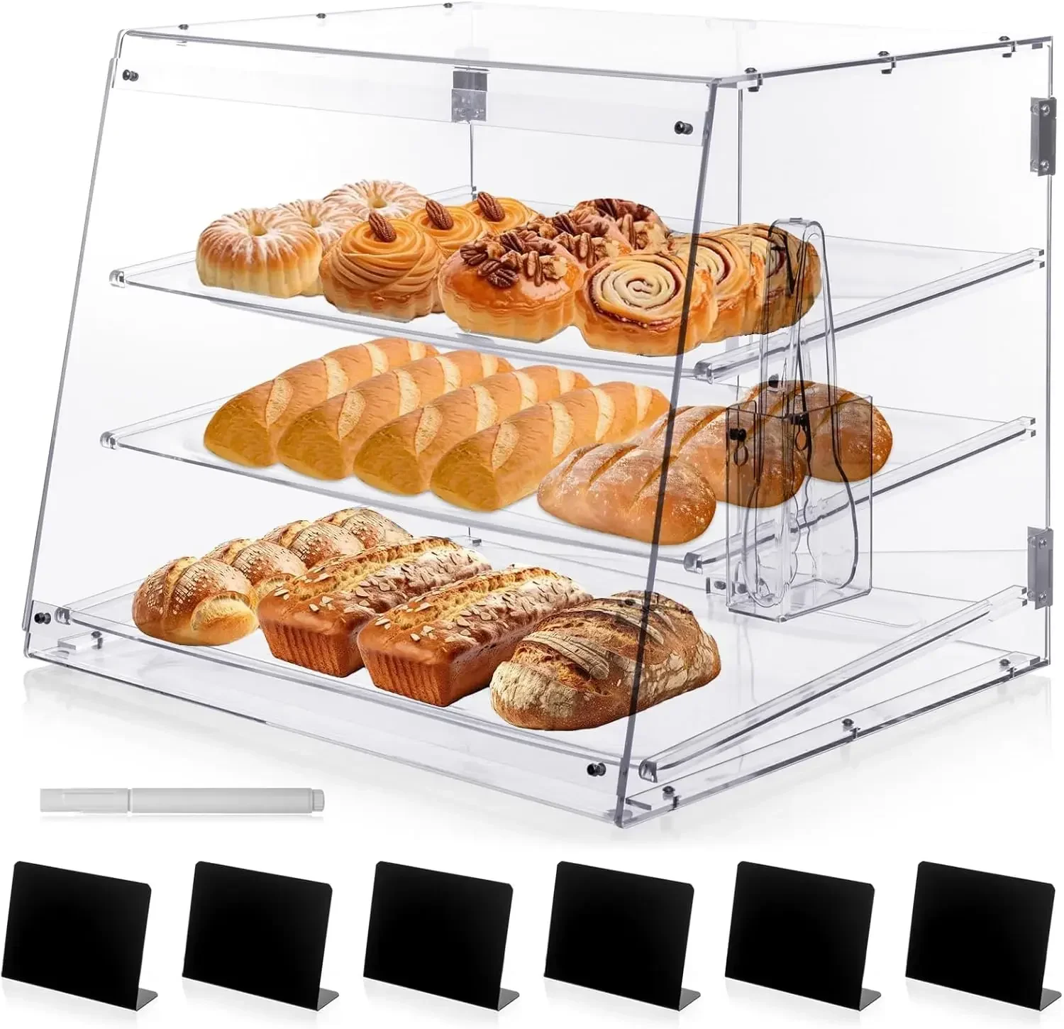 3-Tray Bakery Display Case, Acrylic Clear Display Case Countertop for Bread Pastry Dessert Food Cookie Display, Display Cabinet
3-Tray Bakery Display Case, Acrylic Clear Display Case Countertop for Bread Pastry Dessert Food Cookie Display, Display Cabinet