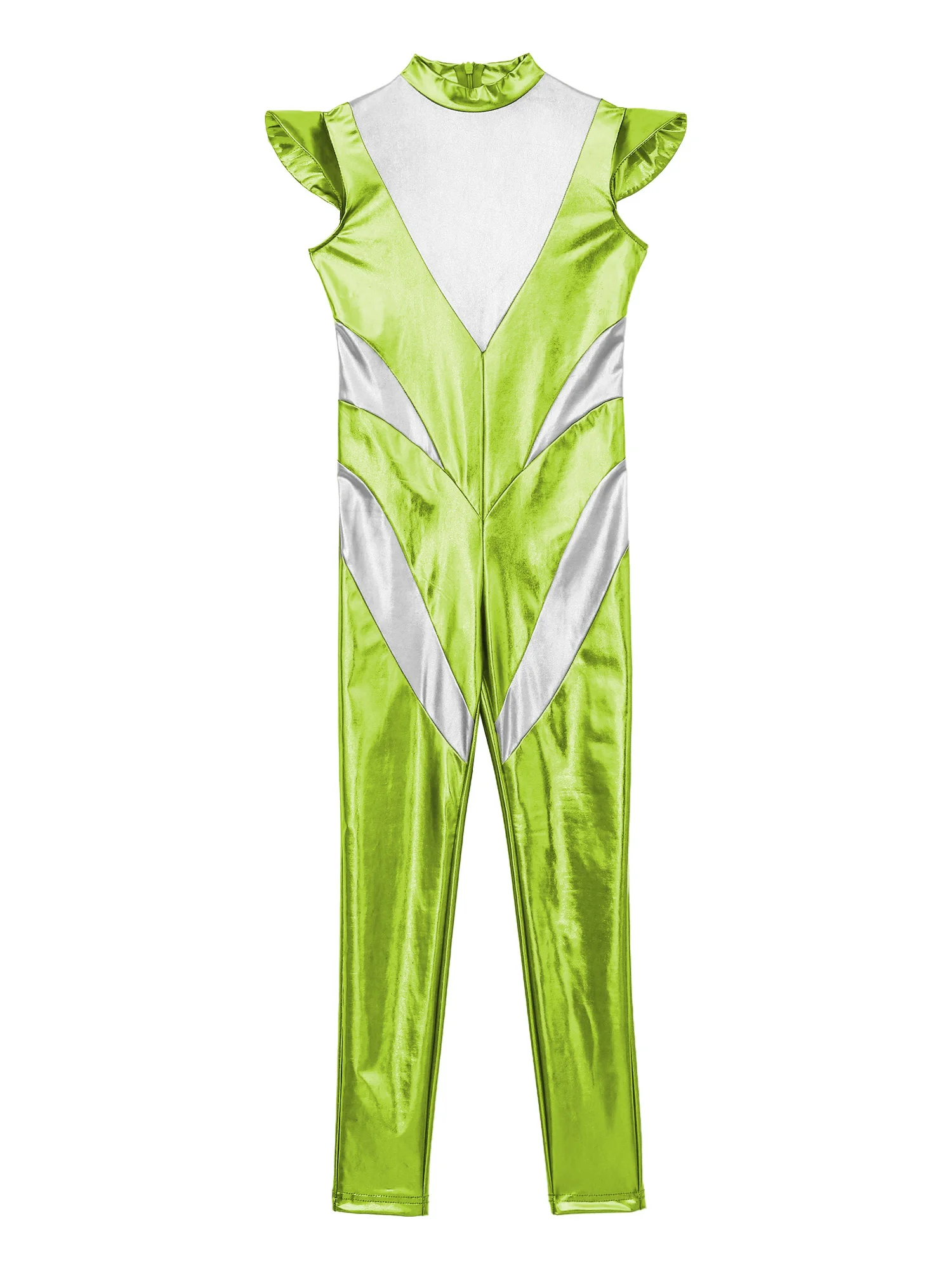 Kids Boys Girls Alien Cosplay Metallic Jumpsuit Mock Neck Fly Sleeve Back Invisible Zipper Bodysuit for Halloween Themed Party
Kids Boys Girls Alien Cosplay Metallic Jumpsuit Mock Neck Fly Sleeve Back Invisible Zipper Bodysuit for Halloween Themed Party