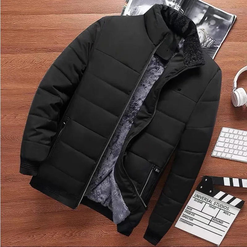 Middle-aged Men's Winter Jacket Simple Retro Lined Fleece-lined Thick Warm Stand Collar Cotton-padded Casual Versatile Coat 2024
Middle-aged Men's Winter Jacket Simple Retro Lined Fleece-lined Thick Warm Stand Collar Cotton-padded Casual Versatile Coat 2024
