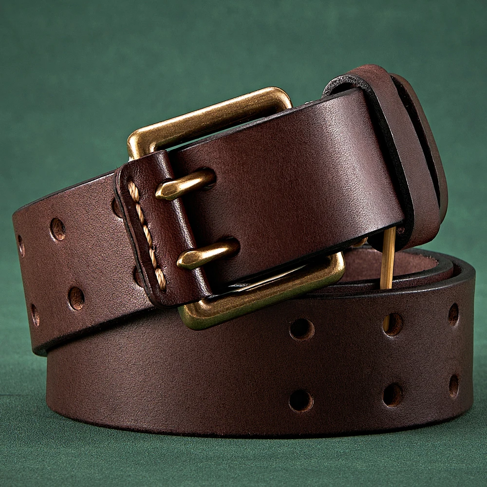 3.8cm Wide Vintage Men's Belt Cowhide Genuine Leather Belt Copper Double Needle Buckle Handmade Jeans Belt Fashion Male Strap
3.8cm Wide Vintage Men's Belt Cowhide Genuine Leather Belt Copper Double Needle Buckle Handmade Jeans Belt Fashion Male Strap
